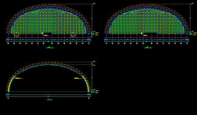 高平跨度110米，拱高35_7米煤棚网架